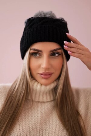 marka niezdefiniowana Cap with fleece Ilona K218 black+gray