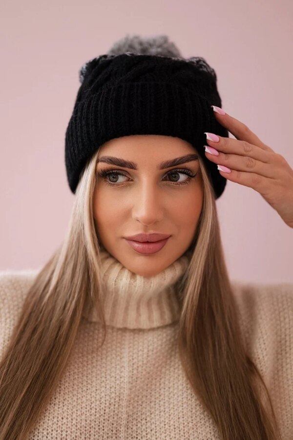 marka niezdefiniowana Cap with fleece Ilona K218 black+gray