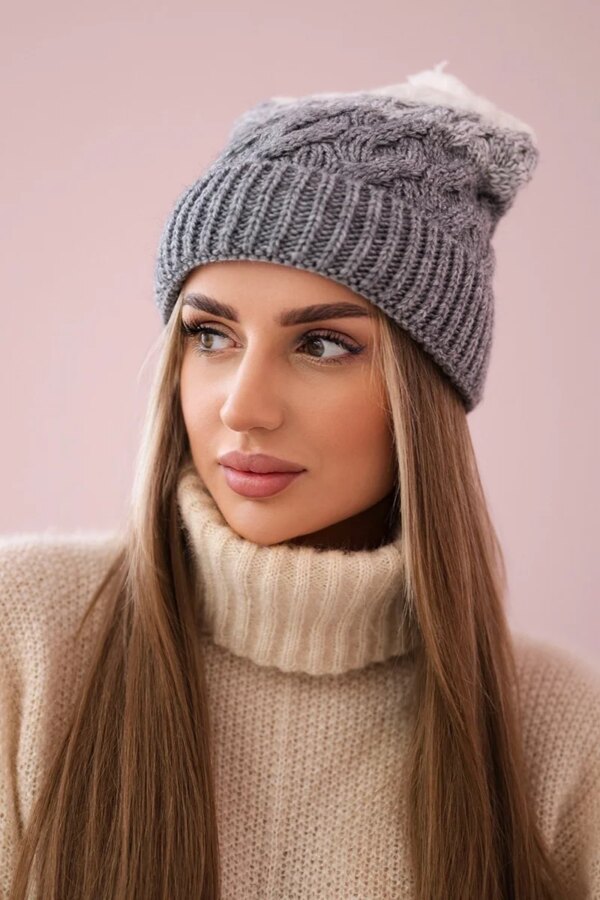 marka niezdefiniowana Cap with fleece Ilona K218 gray+white
