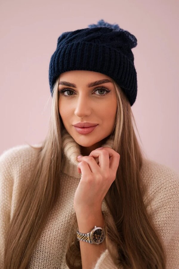marka niezdefiniowana Cap with fleece Ilona K218 jeans+navy blue