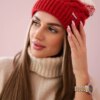 marka niezdefiniowana Cap with fleece Ilona K218 malina+ecru