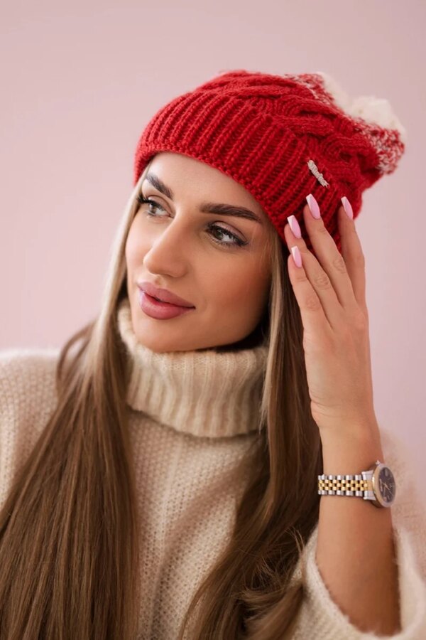 marka niezdefiniowana Cap with fleece Ilona K218 malina+ecru