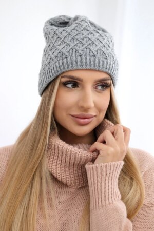 marka niezdefiniowana Cap with fleece Kratka K204 light gray