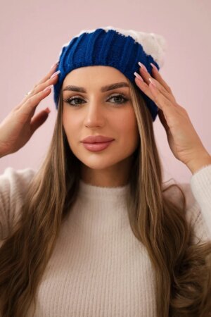 marka niezdefiniowana Cap with fleece Milano K203 ecru + cornflower