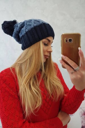 marka niezdefiniowana Cap with fleece Milano K203 jeans+navy blue