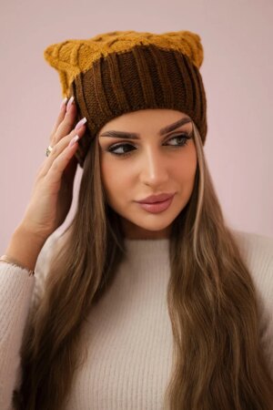 marka niezdefiniowana Cap with fleece Milano K203 mustard melange+brown