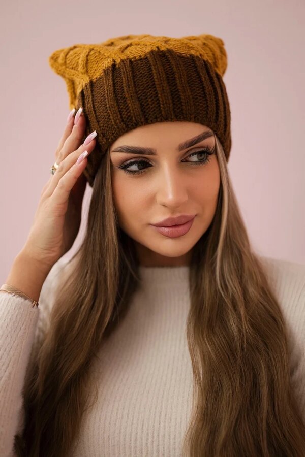 marka niezdefiniowana Cap with fleece Milano K203 mustard melange+brown