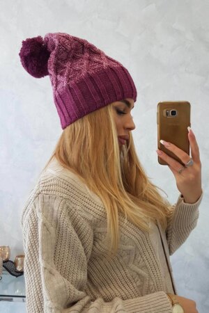 marka niezdefiniowana Cap with fleece Milano K203 purple melange+dark purple