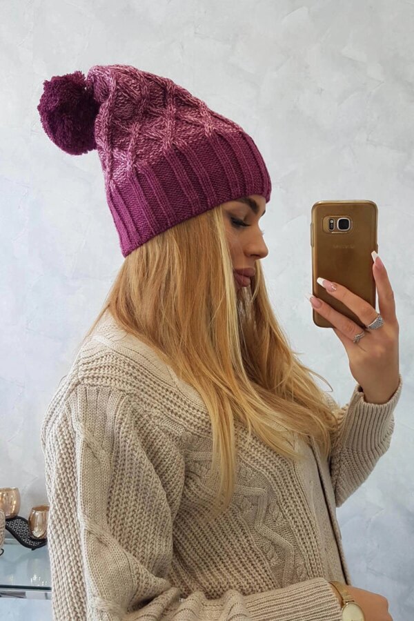 marka niezdefiniowana Cap with fleece Milano K203 purple melange+dark purple