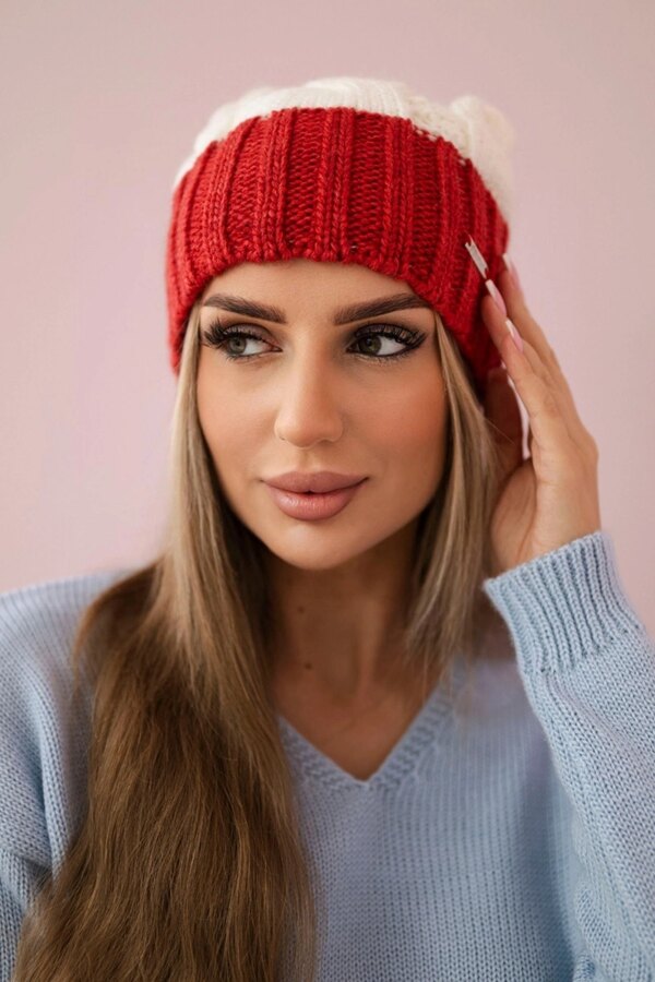 marka niezdefiniowana Cap with fleece Paris K212 ecru+burgundy