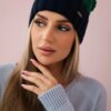 marka niezdefiniowana Cap with fleece Paris K212 green+navy blue