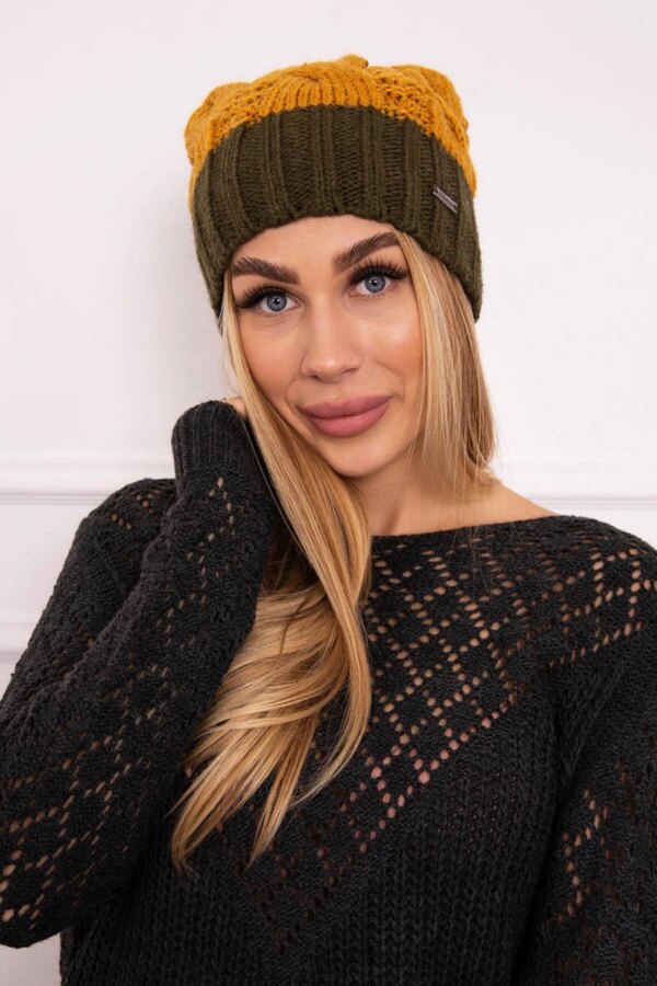 marka niezdefiniowana Cap with fleece Paris K212 mustard+khaki