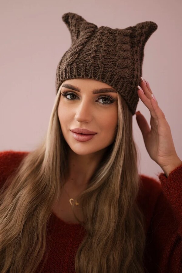 marka niezdefiniowana Cap with fleece Rabbid K237 cappuccino