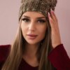 marka niezdefiniowana Cap with fleece Roksana K209 cappuccino + light khaki