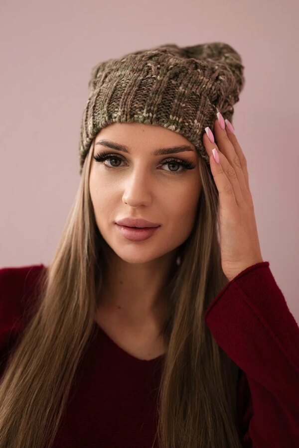 marka niezdefiniowana Cap with fleece Roksana K209 cappuccino + light khaki