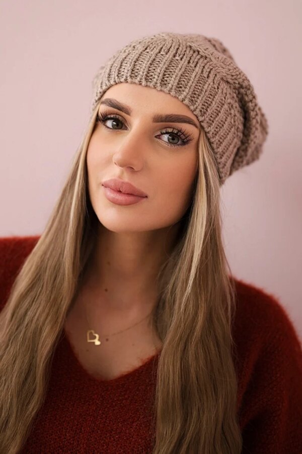 marka niezdefiniowana Cap with fleece Sandra K210 dark beige
