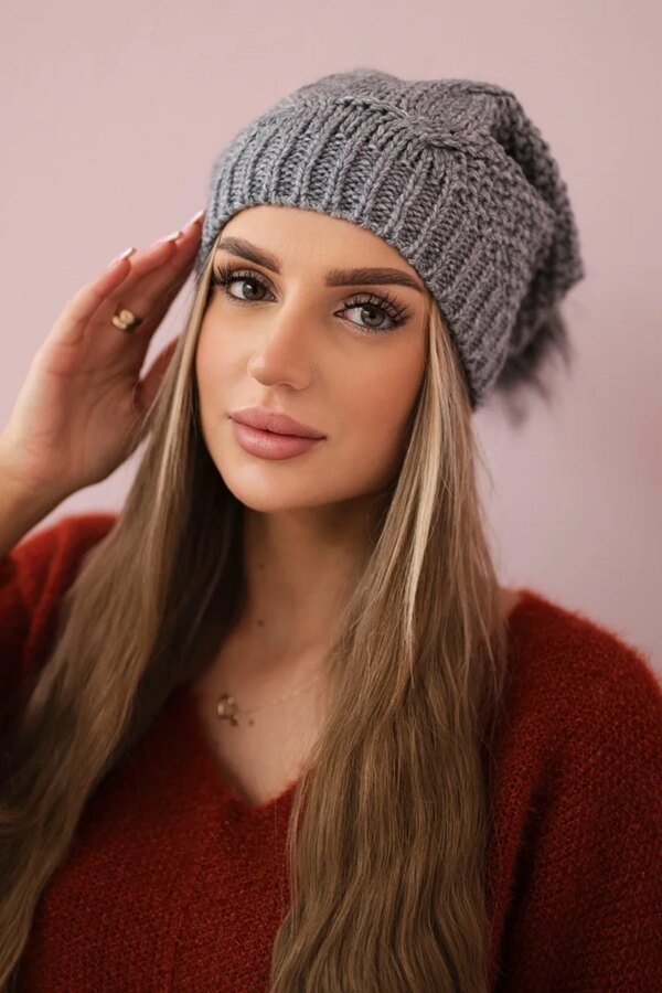 marka niezdefiniowana Cap with fleece Sandra K210 light gray
