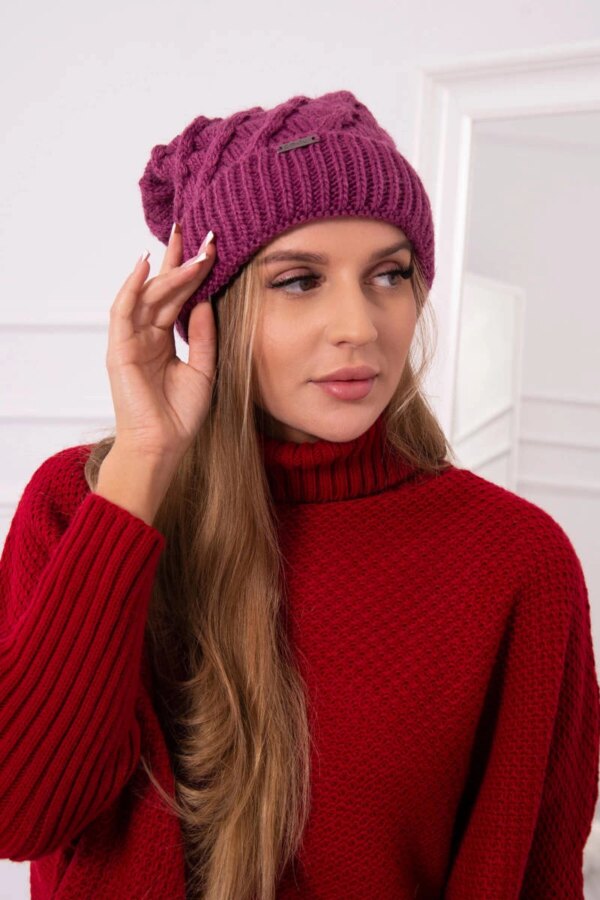 marka niezdefiniowana Cap with fleece Wanda K281 dark violet