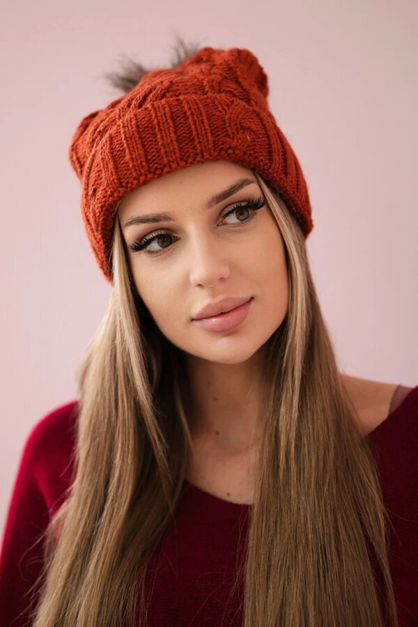 marka niezdefiniowana Cap with fleece Warkocz K226 foxy