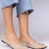 marka niezdefiniowana Champagne glitter ballet flats with rhinestones Ellada