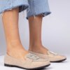 marka niezdefiniowana Champagne glitter moccasins with rhinestones Sawelia
