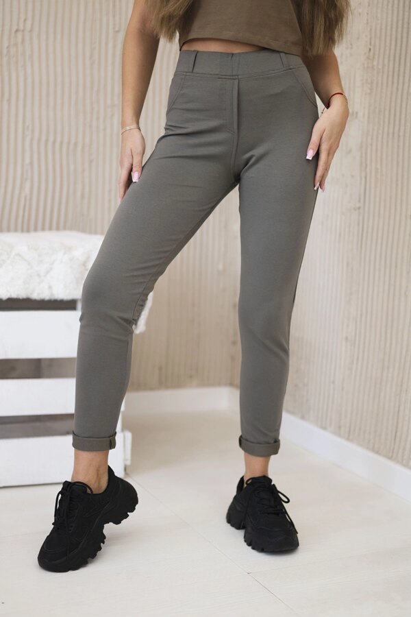 marka niezdefiniowana Cotton trousers with back pockets khaki