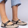 marka niezdefiniowana Dark beige women's ballet flats with bow Mansy