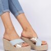 marka niezdefiniowana Denim espadrille sandals on a wedge Lerada