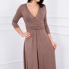 marka niezdefiniowana Dress with cut-off under the bust capuccino