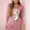 marka niezdefiniowana Dress with longer back and colorful print dark pink