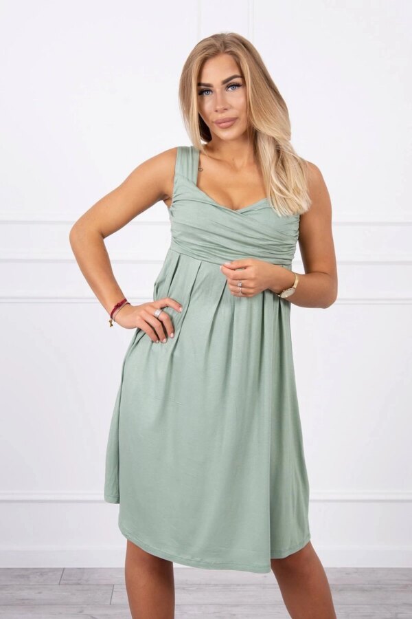 marka niezdefiniowana Dress with wide straps dark mint