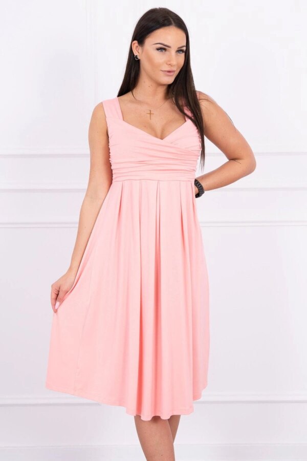 marka niezdefiniowana Dress with wide straps salmon