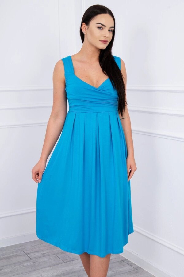 marka niezdefiniowana Dress with wide straps turquoise