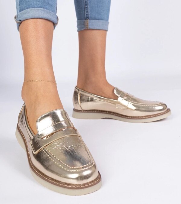 marka niezdefiniowana Gold classic women's loafers Merisa