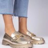 marka niezdefiniowana Gold elegant moccasins in eco-leather Danetti