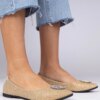 marka niezdefiniowana Gold glitter ballet flats with rhinestones Ellada