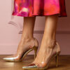 marka niezdefiniowana Golden classic pumps with transparent upper Libra