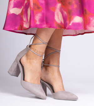 marka niezdefiniowana Gray classic pumps made of eco-suede Kaya