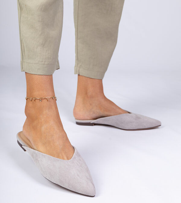 marka niezdefiniowana Gray elegant slides made of eco-suede Sarium
