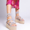 marka niezdefiniowana Gray espadrille sandals on a high platform Narita