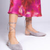 marka niezdefiniowana Gray flat lace-up pumps tied around the ankle Karlioz