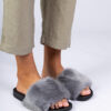 marka niezdefiniowana Gray fur slides Manny