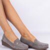 marka niezdefiniowana Gray loafers with a wedge made of eco-suede Sarimi