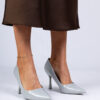marka niezdefiniowana Gray patent heeled pumps Satium