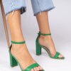 marka niezdefiniowana Green block heel sandals Kasedi