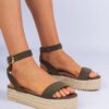 marka niezdefiniowana Green espadrille sandals on a platform Kalesio