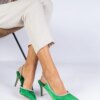 marka niezdefiniowana Green satin pumps with rhinestones and open heel Mrozzi