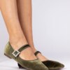 marka niezdefiniowana Green velvet women's ballet flats with buckle Kvitta