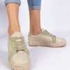 marka niezdefiniowana Green women's espadrilles with laces Malsi