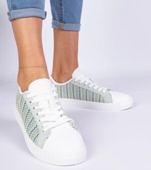 marka niezdefiniowana Green women's fabric sneakers Bellisio